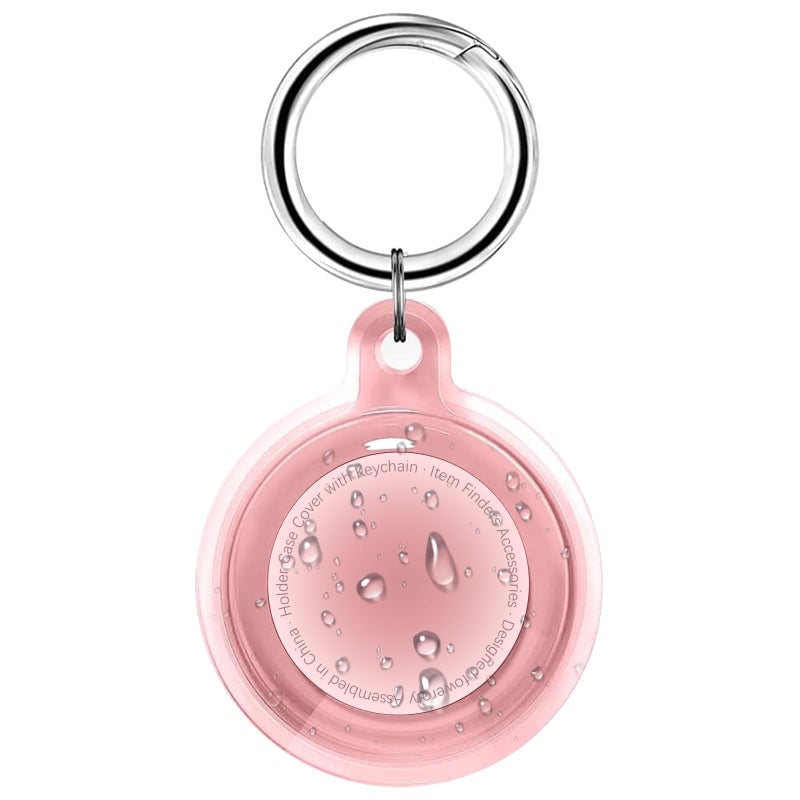 Foweroty 1|2|4 Pack IPX8 Waterproof Case for AirTag (2nd & 1st Gen), Full Body Holder Keychain, Anti-Scratch Cover for Apple Air Tags, Luggage, Pet Collar, Car Keys, Kids, Clear Pink - Image 1