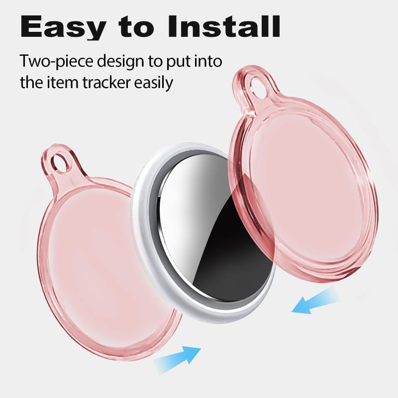 Foweroty 1|2|4 Pack IPX8 Waterproof Case for AirTag (2nd & 1st Gen), Full Body Holder Keychain, Anti-Scratch Cover for Apple Air Tags, Luggage, Pet Collar, Car Keys, Kids, Clear Pink - Image 5