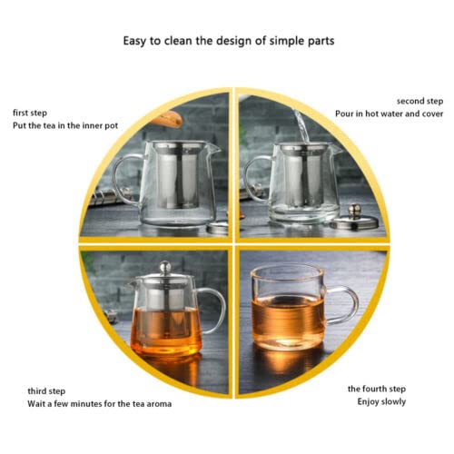 SEASPIRIT Premium 950ML Glass Teapot with Removable Infuser Stovetop Microwave Safe Borosilicate Clear Large Glass Kettle Easy to Pour Spout Blooming and Loose Leaf Tea Maker Set - Image 3