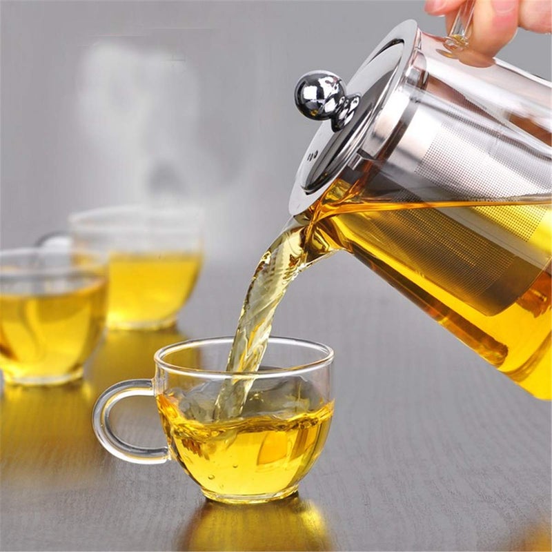 SEASPIRIT Premium 950ML Glass Teapot with Removable Infuser Stovetop Microwave Safe Borosilicate Clear Large Glass Kettle Easy to Pour Spout Blooming and Loose Leaf Tea Maker Set - Image 5