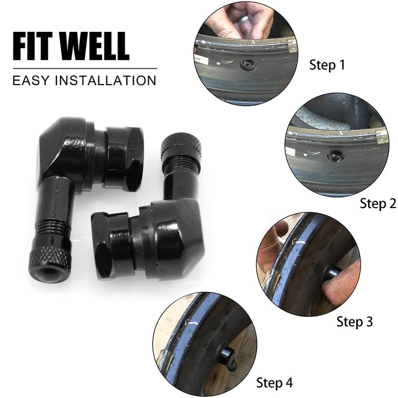 VOFONO صمامات إطارات دراجة نارية VOFONO سوداء بزاوية 90 درجة CNC 10 مم و 11.3 مم لهارلي ديفيدسون، بي إم دبليو، هوندا، كاواساكي، سوزوكي، ياماها وتريومف - Image 5