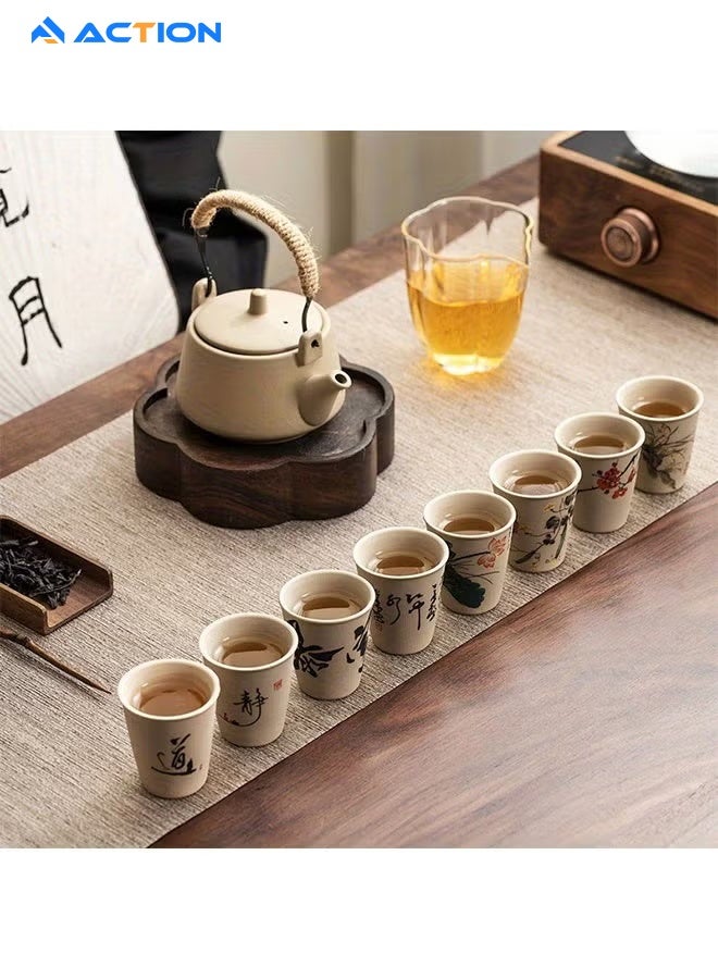 ACTION 8-Piece Ceramic Coffee Cups Set (45ml) , Floral Pattern, Machine-Printed, Cardboard Box - Image 3