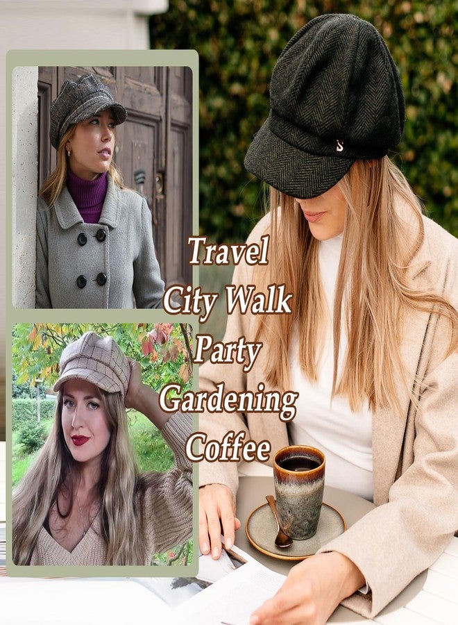 Comhats Winter Womens Newsboy Hats Wool Baker Boy Cancer Berets Fisherman Conductor Greek Sailor Fiddler Cap Army Green Large - Image 5