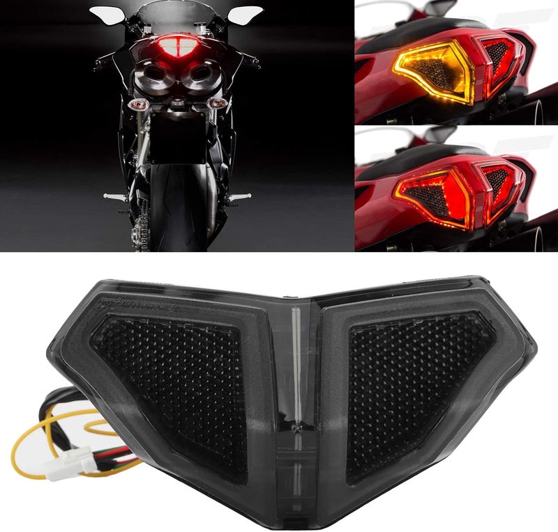Ymiko Motorcycle LED Rear Tail Light Smoked Taillight Assembly for 848 1098 1198 - Image 1