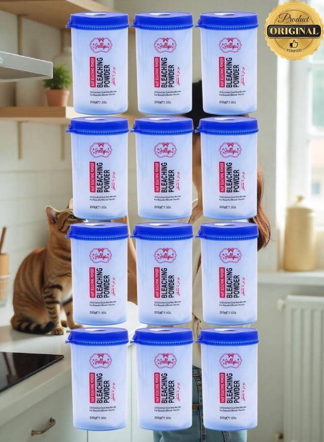 JELLY 12 Pieces Hair Bleaching Powder Oil Enriched Dust Free Blonder For Beautiful Blonde Results 200g - Image 1