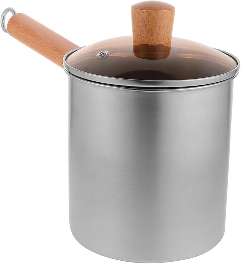 Stainless Steel Deep Fryer With Wooden Handle Large Capacity For Chicken Fries Home Cooking - Image 1