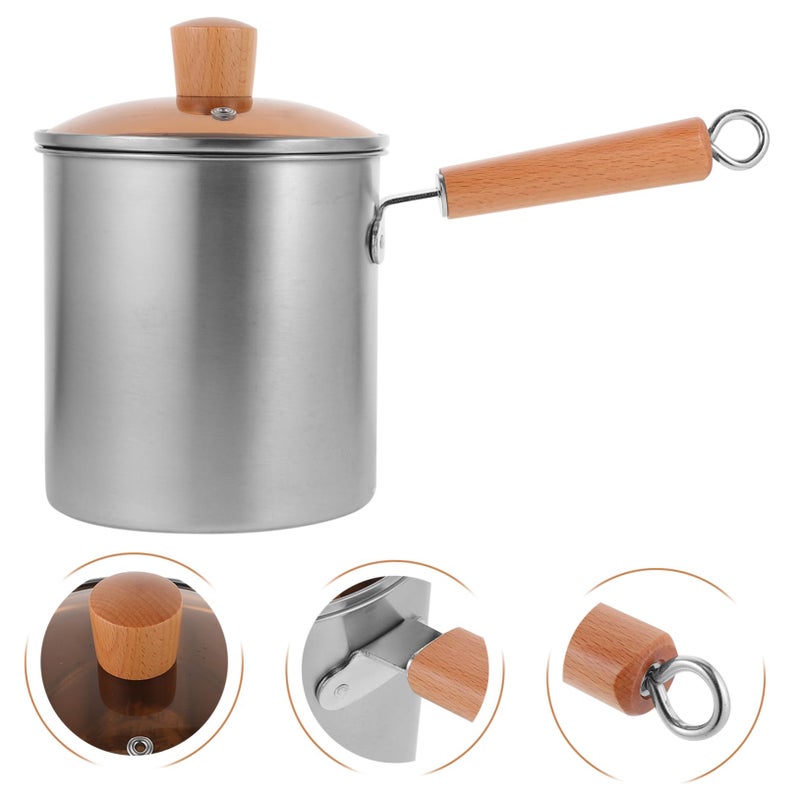 Stainless Steel Deep Fryer With Wooden Handle Large Capacity For Chicken Fries Home Cooking - Image 4