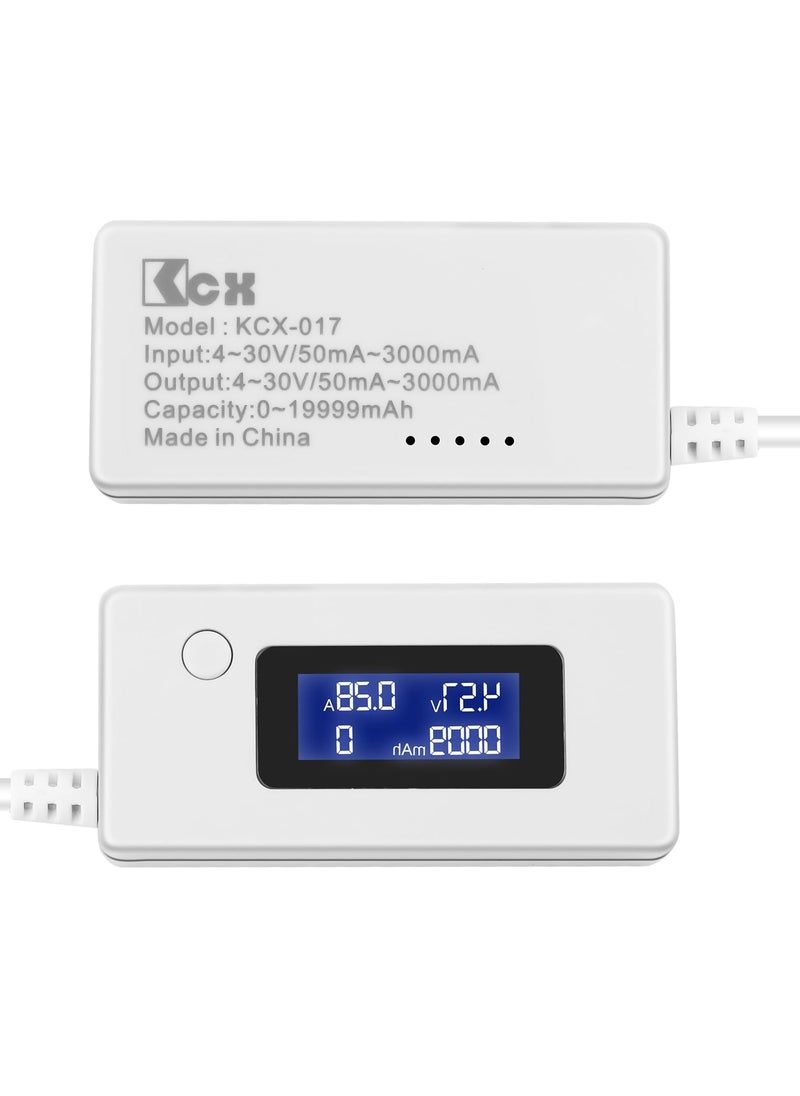 SYOSI SYOSI USB Tester Power Meter 4-30V, USB Tester Voltage Current Meter, Digital Multimeter, Voltage and Current Tester Meter, Mobile Phone Battery Tester, Power Bank Capacity Tester (White)  - Image 5