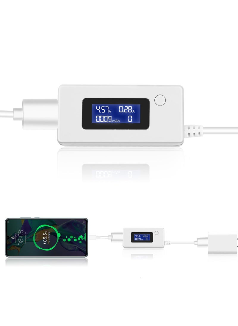 SYOSI SYOSI USB Tester Power Meter 4-30V, USB Tester Voltage Current Meter, Digital Multimeter, Voltage and Current Tester Meter, Mobile Phone Battery Tester, Power Bank Capacity Tester (White)  - Image 2
