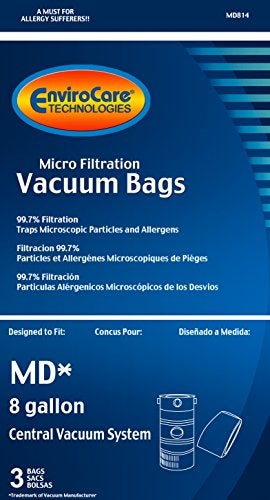 EnviroCare Replacement Micro Filtration Vacuum Cleaner Dust Bags for Modern Day 8 Gallon Central Vacuums 3 Pack - Image 2