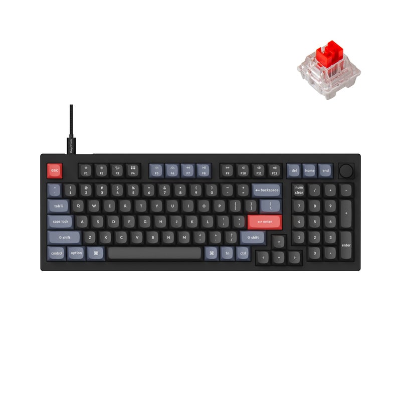 Keychron V5 Wired Custom Mechanical Keyboard Knob Version, 96% Layout QMK/VIA Programmable with Hot-swappable Keychron K Pro Red Switch Compatible with Mac Windows Linux Black (Non-Transparent) - Image 1