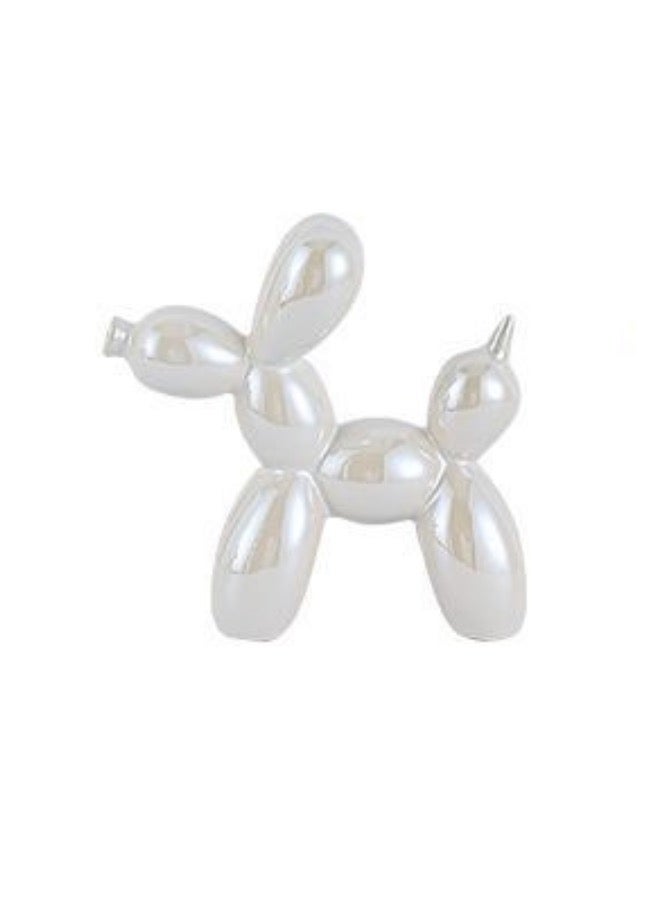 1 Piece Balloon Dog Statue Decoration Ornament, 18x22 cm, Pearl White.  - Image 1