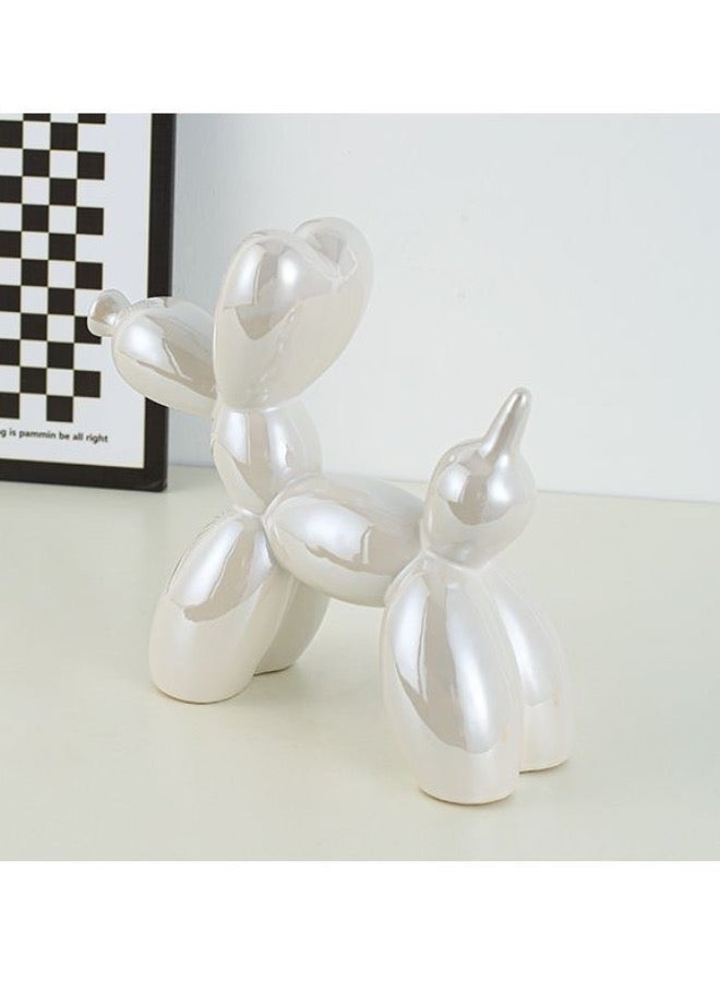 1 Piece Balloon Dog Statue Decoration Ornament, 18x22 cm, Pearl White.  - Image 3