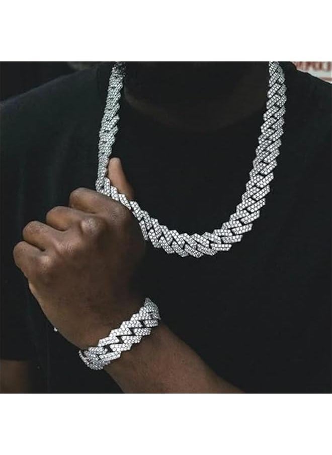 GELESE Cuban Link Chain for Men Women Diamond Cuban Link Chain Miami Cuban Link Chain Necklace Cuban Iced Out Chain 46/51/56cm Glitter Hip Hop Jewelry  - Image 2