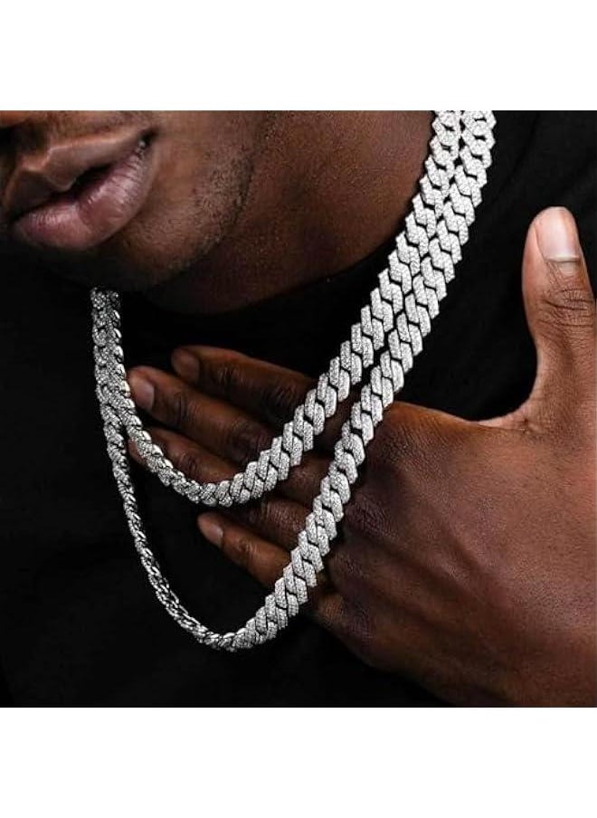 GELESE Cuban Link Chain for Men Women Diamond Cuban Link Chain Miami Cuban Link Chain Necklace Cuban Iced Out Chain 46/51/56cm Glitter Hip Hop Jewelry  - Image 4