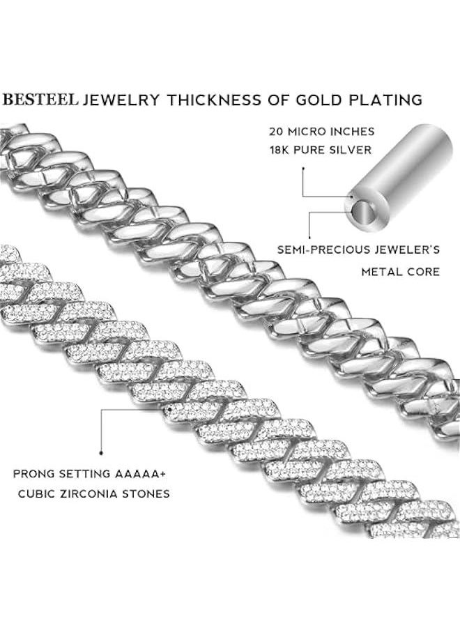 GELESE Cuban Link Chain for Men Women Diamond Cuban Link Chain Miami Cuban Link Chain Necklace Cuban Iced Out Chain 46/51/56cm Glitter Hip Hop Jewelry  - Image 5