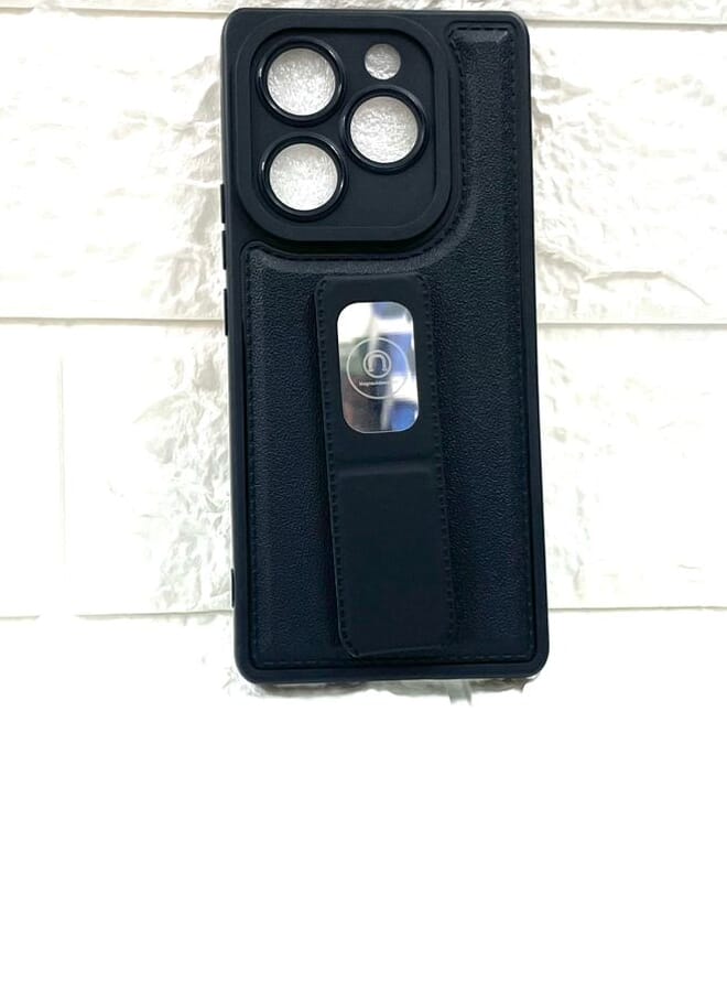 Silicone Shockproof Case with Magnetic Stand Itel S23 Plus Black - Image 1