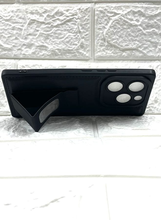 Silicone Shockproof Case with Magnetic Stand Itel S23 Plus Black - Image 2