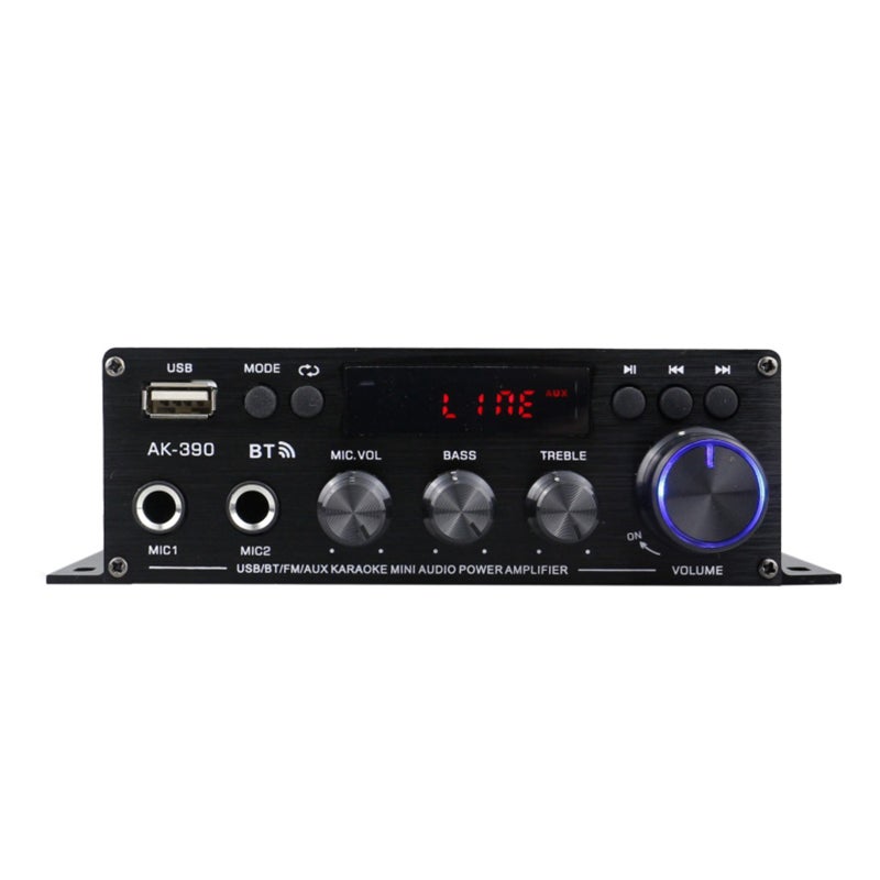Mini Audio Power Amplifier 2CH 40W+40W for Car Home Use BT Digital Audio Receiver AMP U Disk Digital MP3 Player FM Radio LCD Display Dual Mic Input with Remote Control - Image 3