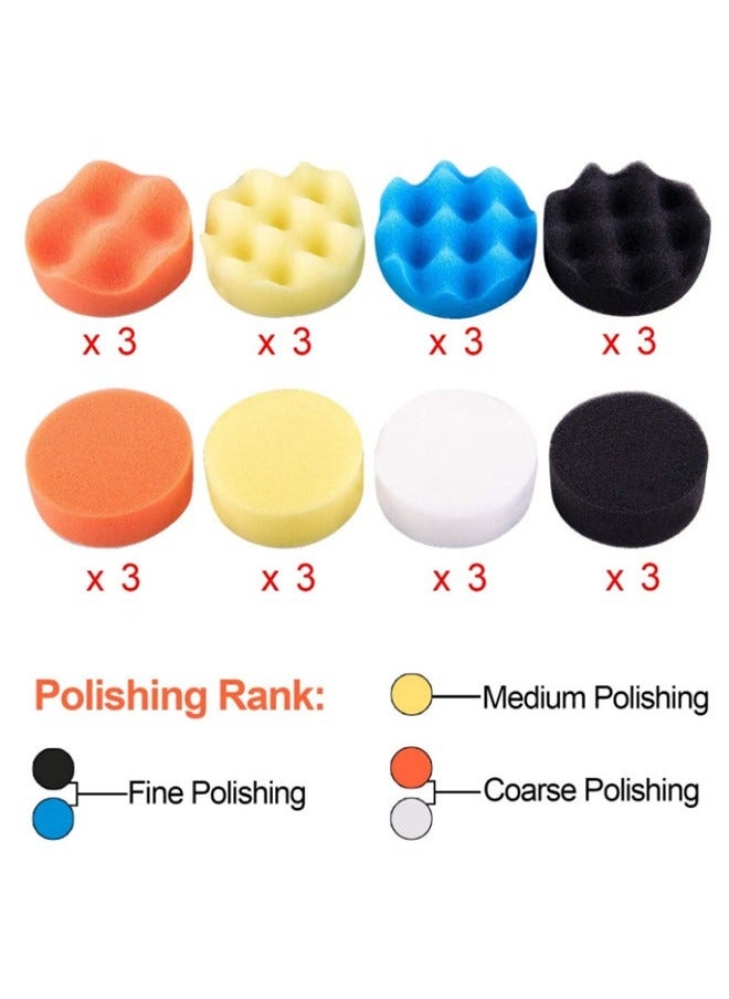Generic - 33-Piece 3 Inch Buffing Sponge Pads and Polishing Pads kit, Car Polishing Pad Kit Foam Polishing Pads Car Buffer Polisher Attachment for Car Polishing Waxing and Cleaning - Image 1