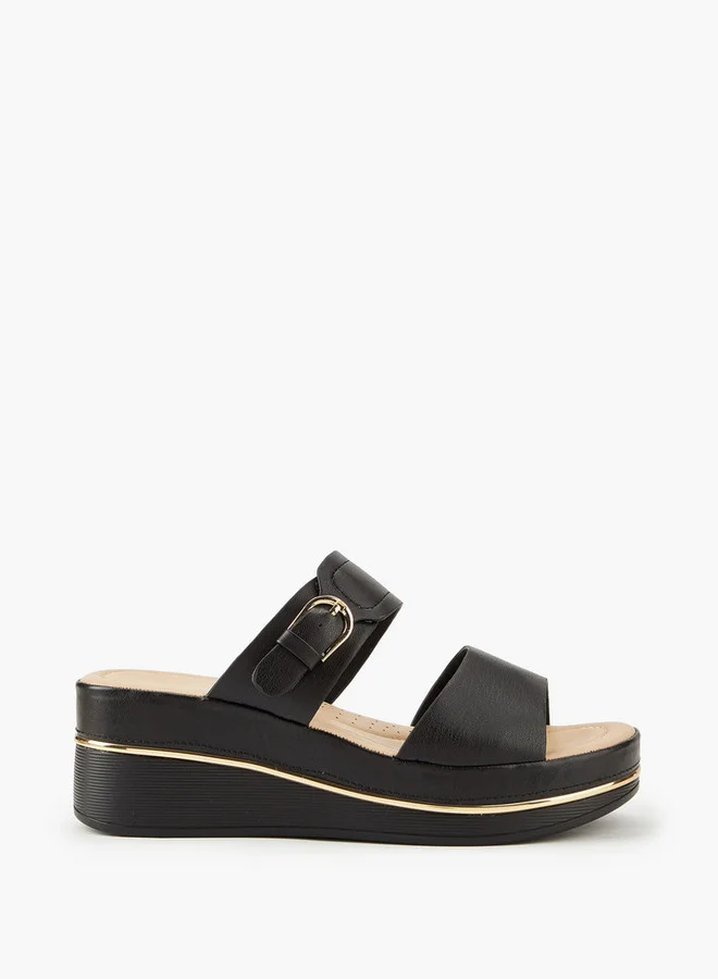 Flora Bella By Shoexpress Buckle Accent Slip-On Sandals