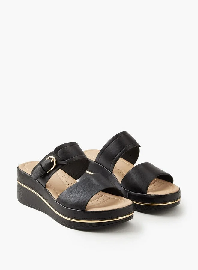 Flora Bella By Shoexpress Buckle Accent Slip-On Sandals