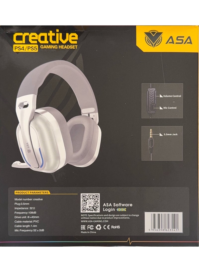 ASA ASA Gaming Headphone Creative (White)  - Image 2