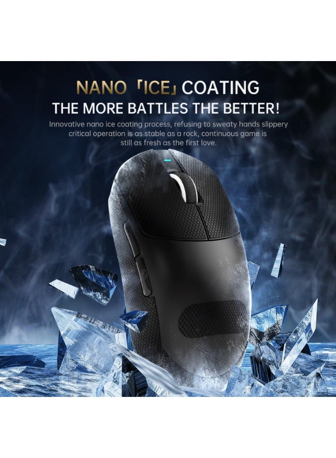 هجوم القرش ماوس X8PRO 8K مع شريط قبضة لليد الكبيرة، 55 جرامًا فائق الخفة، مستشعر ألعاب PixArt PAW3395PRO، BT/2.4G لاسلكي/سلكي، 6 نقاط في البوصة قابلة للتعديل حتى 40000، بطارية 500 مللي أمبير في الساعة - أسود - Image 4