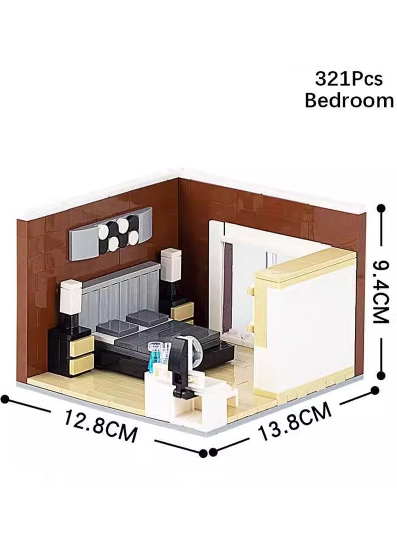 Creative Children's City Family Series Small Particle Puzzle Building Block Toys(Bedroom 321Pcs) - Image 2