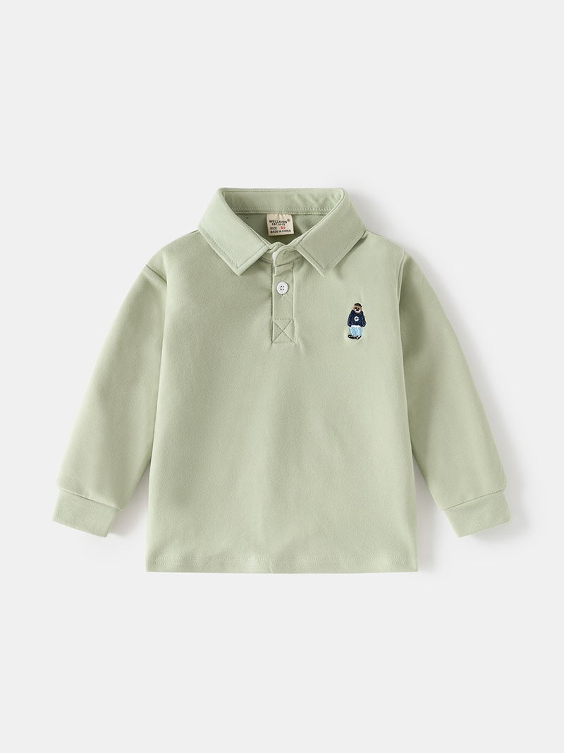 Children'S Polo Shirt New Autum Boys' Lapel Thickeneded Long-Sleeved T-Shirt Korean Style Baby Tops Trendy Kidsren'S Clothing - Image 4