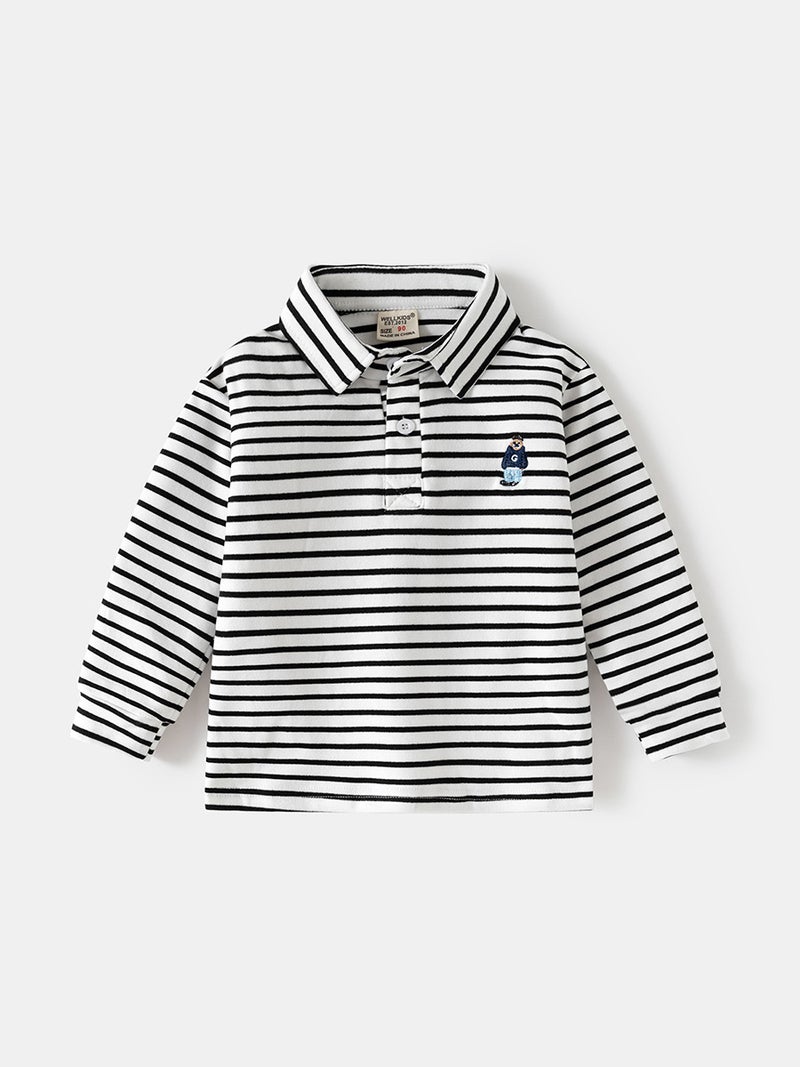 Children'S Polo Shirt New Autum Boys' Lapel Thickeneded Long-Sleeved T-Shirt Korean Style Baby Tops Trendy Kidsren'S Clothing - Image 3