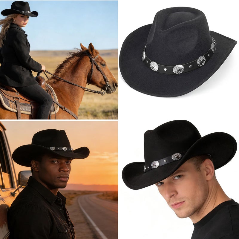 IZUS Western Outback Felt Cowboy Hat for Women Cowgirls Fedora Gus Hat Rodeo 22"-22.75" fit for M/L - Image 5