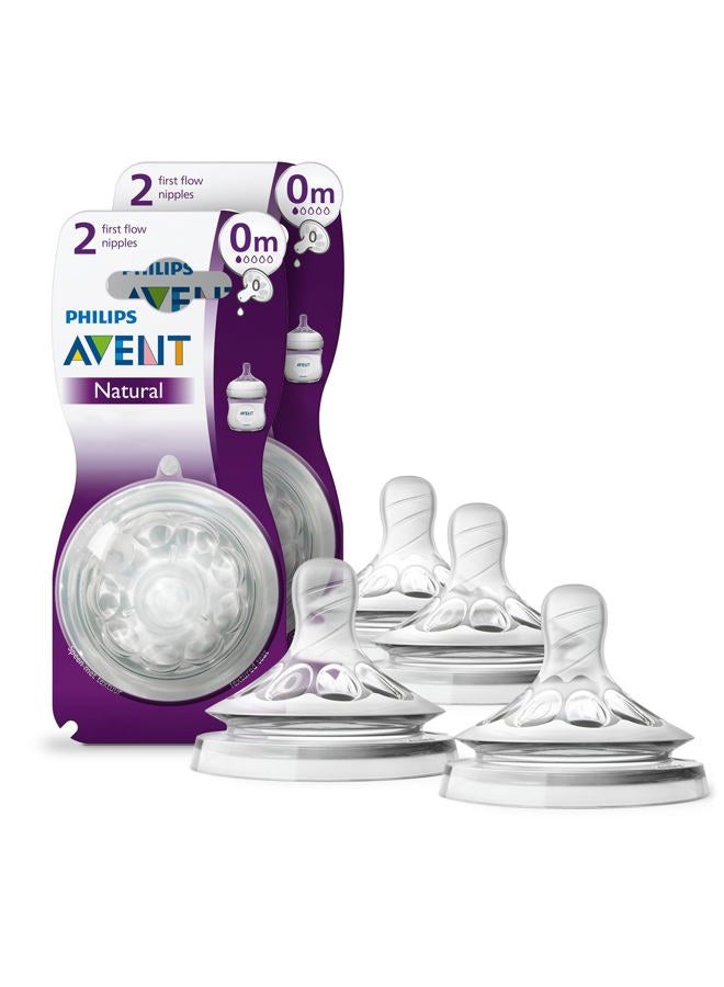 Avent Philips Avent Natural Baby Bottle First Flow , 0M+, 4pack, Flow 0, SCF657/43 - Image 1