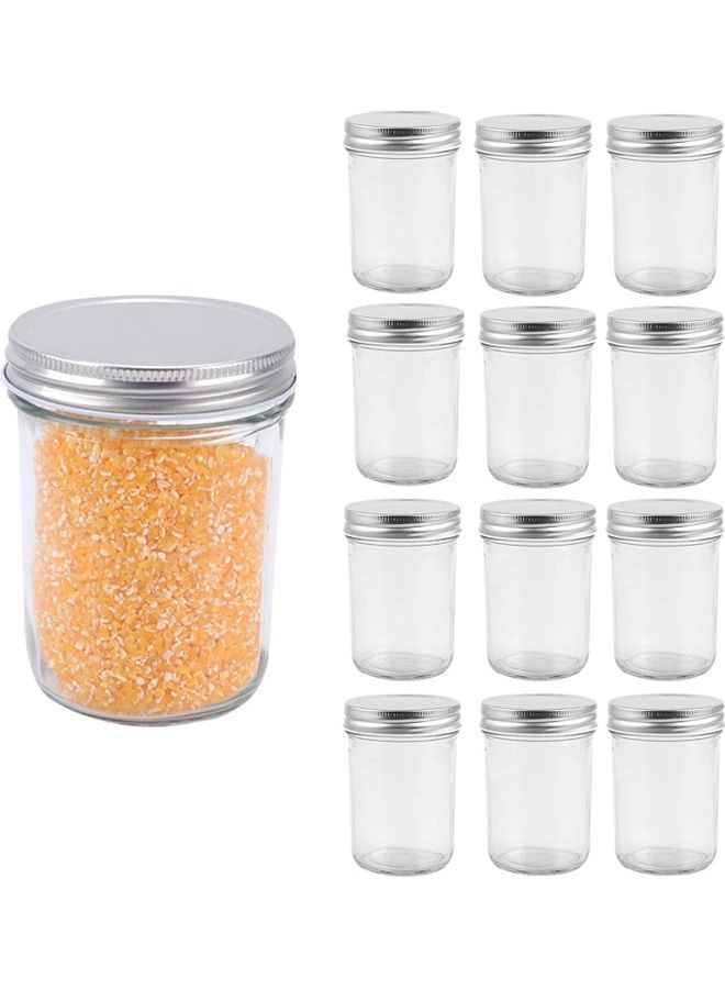 Loquat 12-Piece Mason Jar With A Sealed Metal Regular Lid Clear/Silver - Image 1