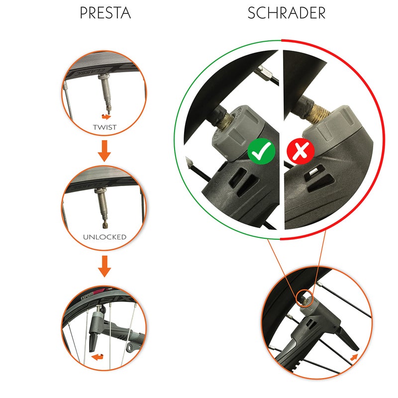 BV مضخة دراجة بي في ميني المحمولة، ضغط عالي 120PSI - صمام ذكي يناسب بريستا وشرايدر - Image 4