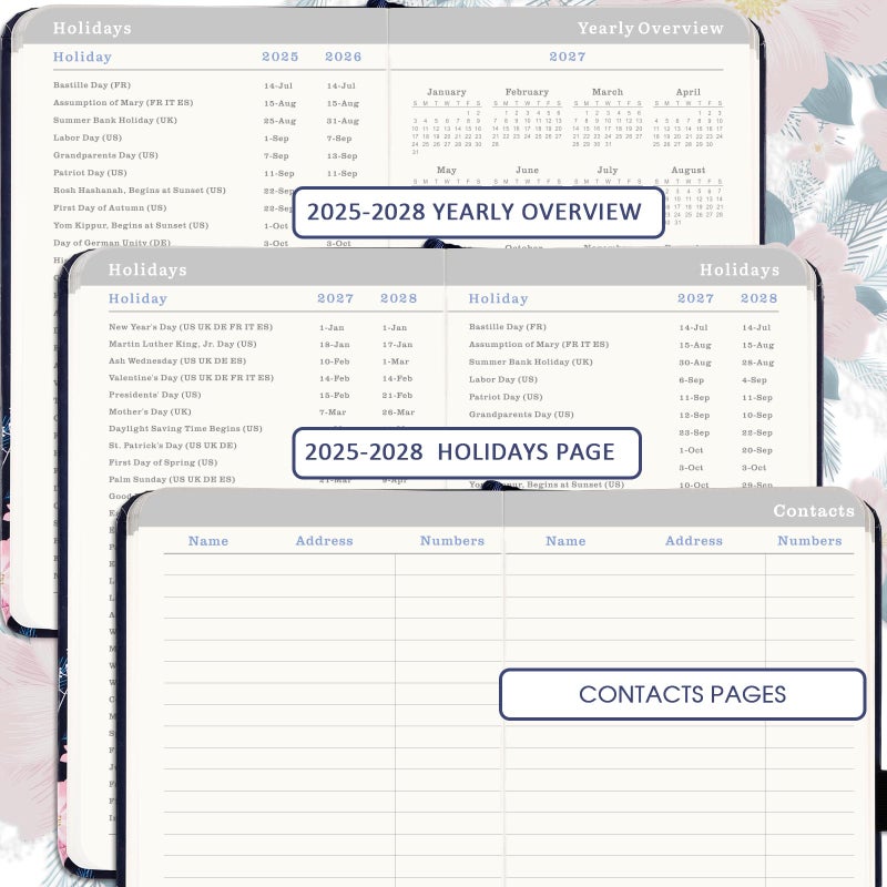 Indeme 2025-2028 Pocket Planner/Calendar - 3 Year Monthly Planner from July 2025 - June 2028, 6.3" x 3.8", 2025-2028 Monthly Planner with 61 Notes Pages, Inner Pocket, Pen Loop, Elastic Closure - Image 5