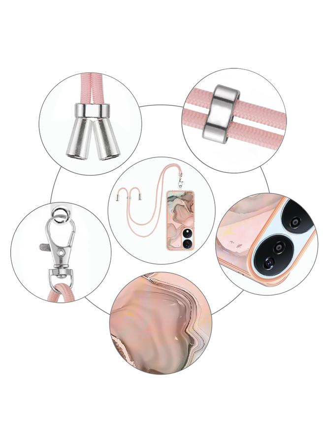 S-TOP Case For Honor X7b 4G / 5G Electroplating Marble Dual-side IMD Phone Case with Lanyard - Image 5