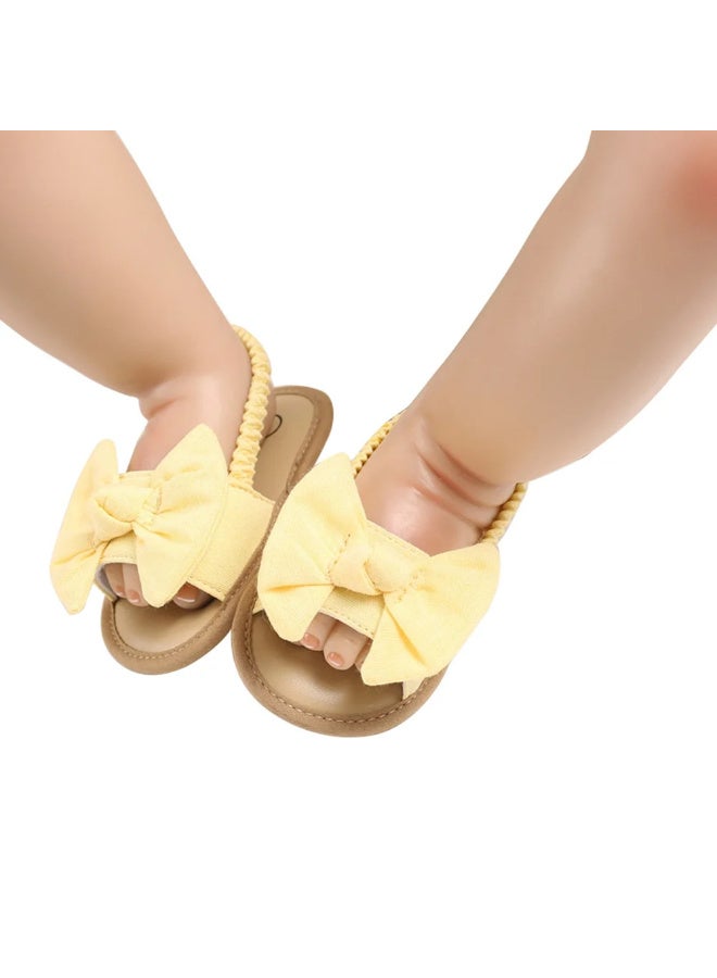 MiniMe Girls’ Bow Leather Sandals | 1 Year | Yellow | Genuine Leather & Elastic Back Strap | Cushioned Insole & Non-Slip Sole & Lightweight & Breathable | Easy Slip-On & Easy To Clean | Comfortable Fit - Image 5