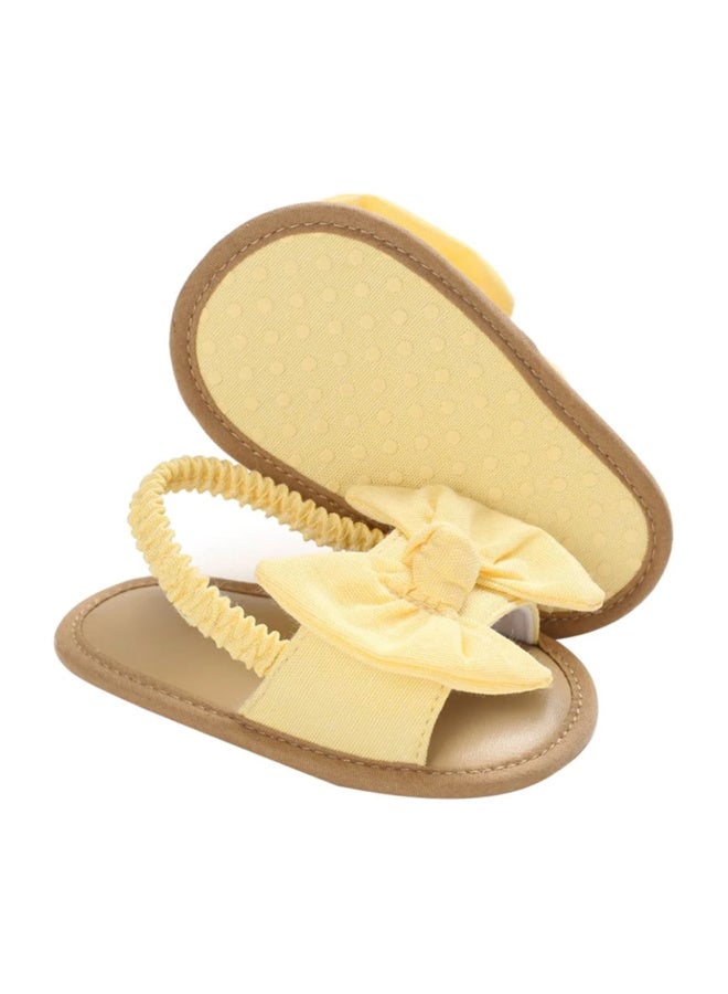 MiniMe Girls’ Bow Leather Sandals | 1 Year | Yellow | Genuine Leather & Elastic Back Strap | Cushioned Insole & Non-Slip Sole & Lightweight & Breathable | Easy Slip-On & Easy To Clean | Comfortable Fit - Image 3