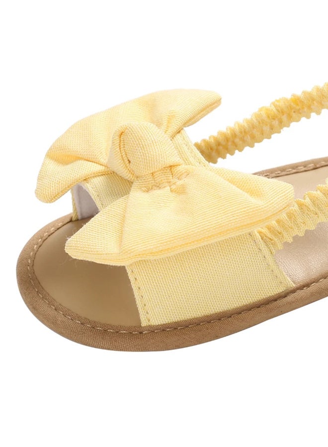 MiniMe Girls’ Bow Leather Sandals | 1 Year | Yellow | Genuine Leather & Elastic Back Strap | Cushioned Insole & Non-Slip Sole & Lightweight & Breathable | Easy Slip-On & Easy To Clean | Comfortable Fit - Image 4