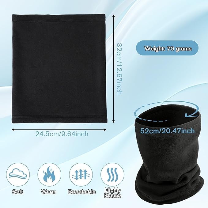 Showvigor 2-Pack Winter Neck Gaiter Warmer for Men&Women, Cotton Windproof & UPF 50+ - Breathable Face Cover Mask for Cycling, Hiking, Running, Festivals, All-Season Outdoor Activities (Black) - Image 2