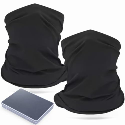 Showvigor 2-Pack Winter Neck Gaiter Warmer for Men&Women, Cotton Windproof & UPF 50+ - Breathable Face Cover Mask for Cycling, Hiking, Running, Festivals, All-Season Outdoor Activities (Black) - Image 1