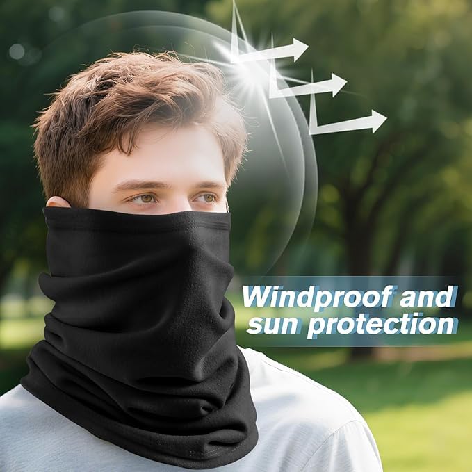 Showvigor 2-Pack Winter Neck Gaiter Warmer for Men&Women, Cotton Windproof & UPF 50+ - Breathable Face Cover Mask for Cycling, Hiking, Running, Festivals, All-Season Outdoor Activities (Black) - Image 4