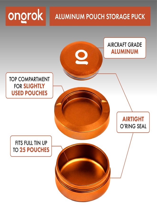 ONGROK ZPuck Zyn Metal Can, Aluminum Pouch, Airtight/Air Proof Storage Container, Preserve Flavor, Sleek and Portable Zyn Holder for Pouches & Small Essentials (Orange - Image 4