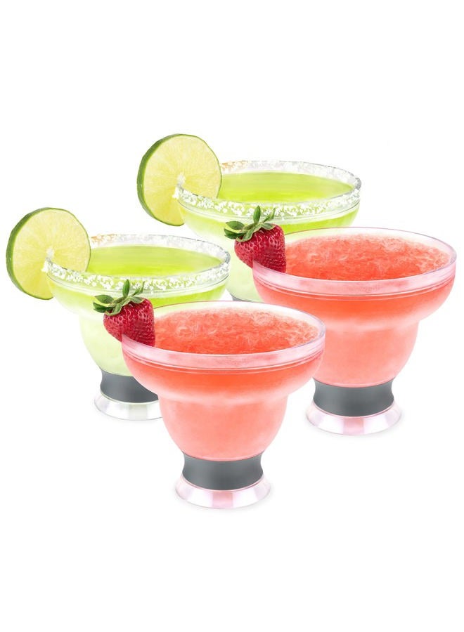 Host Freeze Margarita Cooling Cups, Freezer Gel Chiller Double Wall Plastic Frozen Cocktail Glass, Set of 4, Grey - Image 1