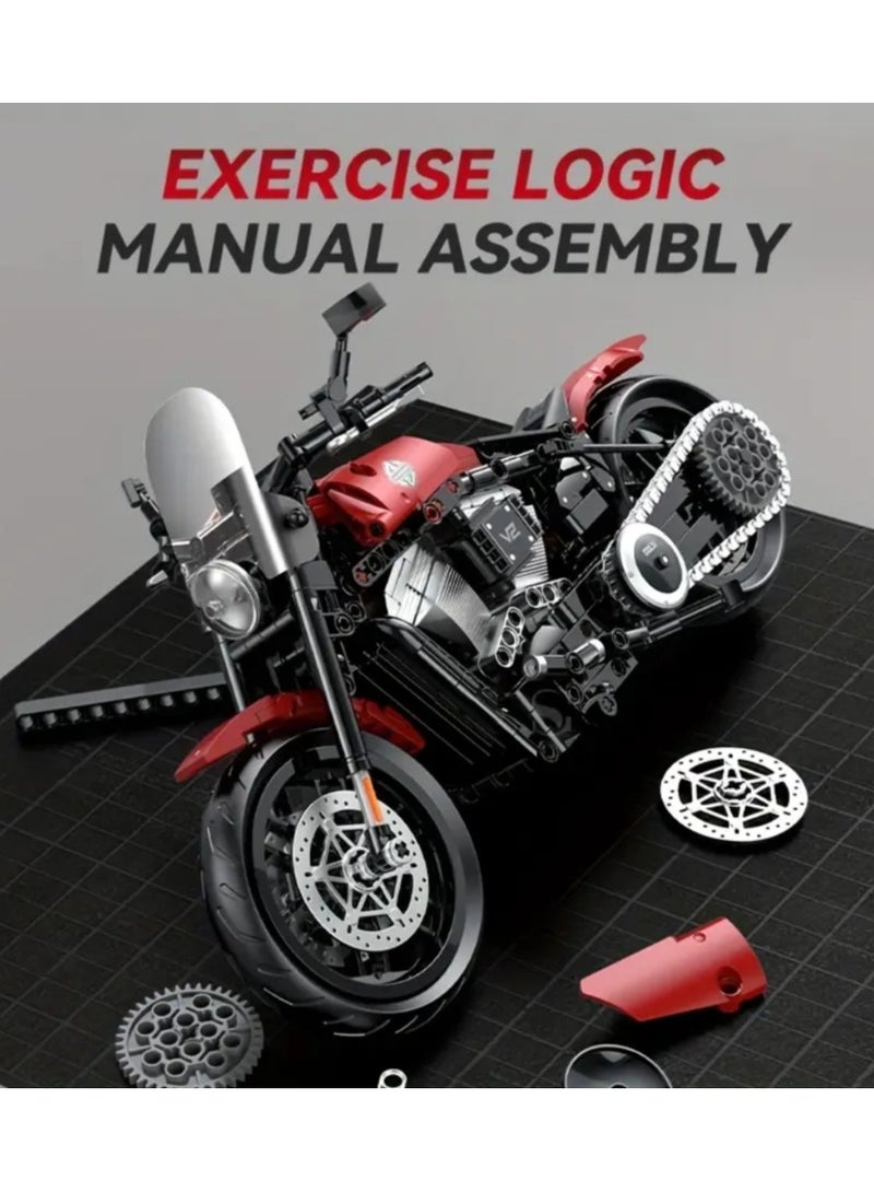 542pcs 1:8 Cool Technology Motorcycle Building Block Toys, Simulation Model, DIY Puzzle Assembly Compatible with 4.9mm Technology Building Blocks - Image 5