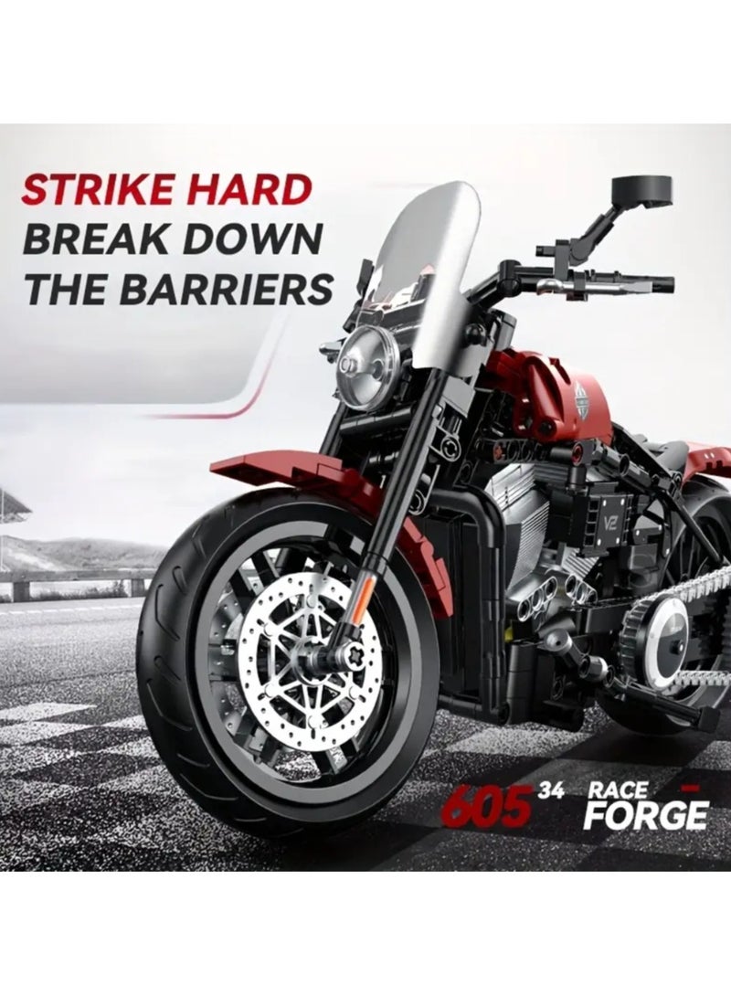 542pcs 1:8 Cool Technology Motorcycle Building Block Toys, Simulation Model, DIY Puzzle Assembly Compatible with 4.9mm Technology Building Blocks - Image 3