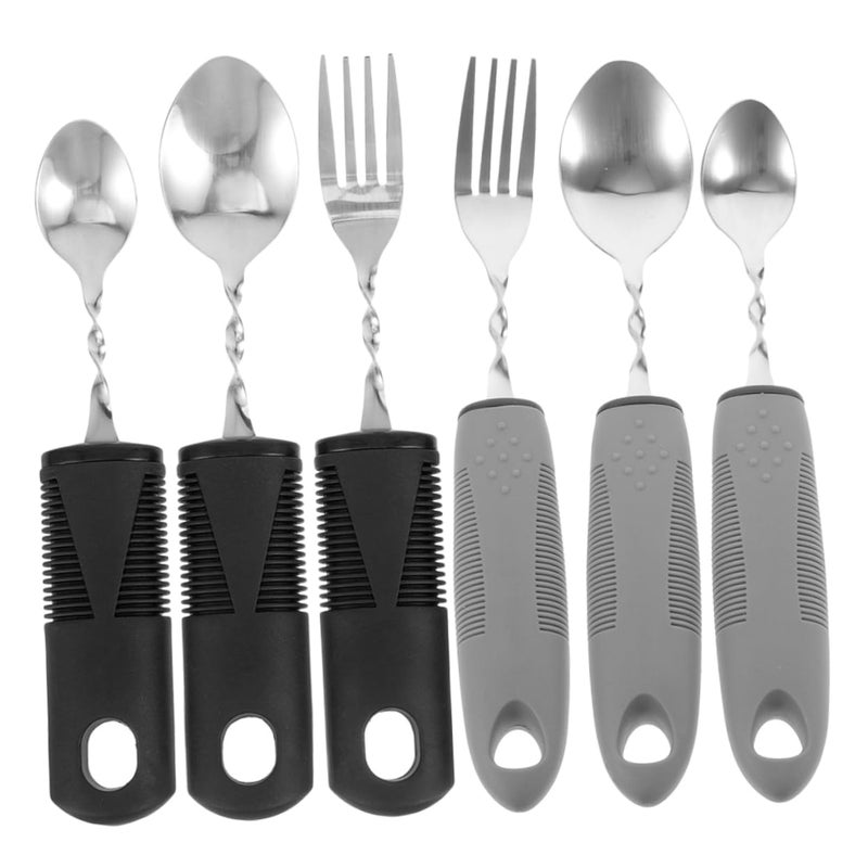 6Pcs Adaptive Weighted Utensils for Elderly Non Slip Design Ergonomic Handles for Tremors and Disabilities - Image 2