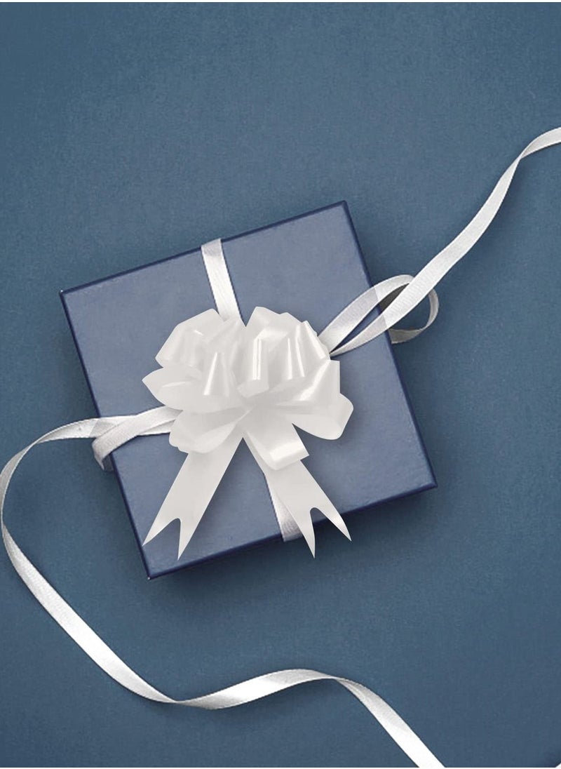 SYOSI Pull Bow, 30PCS Gift Wrap Pull Bow Ribbon, White Ribbon Pull Bow, White Gift Bow Gift, Bow Pull Ribbon for Gift Wrap, Bouquet, Gift Basket, Birthday, Wedding, Valentine's Day Gift Decoration  - Image 2