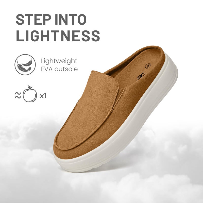 Rihero Platform Mule Shoes for Women Dressy Casual Slip On Clogs Lightweight Comfort Brown Mules for Everyday Wear Work Size 7 - Image 5